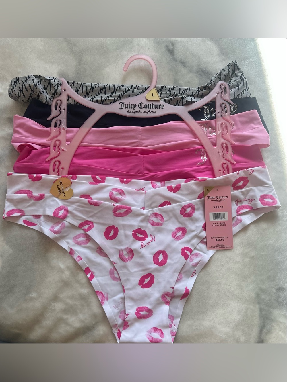 🆕 Juicy Couture Pink 5-Pack Bikini Briefs Large